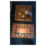 2 wood jewelry boxes. Front one made in Poland.