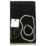 3 pc sterling lot. Shiny pearls set, necklace