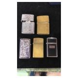 5 Zippos. Some more used than others