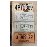 4 license plates. Pair of IL Sheriff, IL