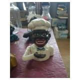 Large modern cast iron black americana bank. Chef