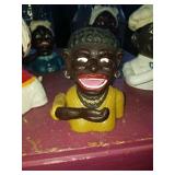 Smaller modern cast iron black americana bank.