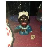 Smaller modern cast iron black americana bank.