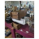 3 heavy duty small wood boxes. They measure 6in