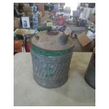 Slightly large metal gas can. Missing cap