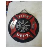 Metal fire dept sign. Measures about 14 1/2in in