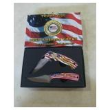2pc trump commemorative knife set