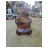 Slag glass honey pot. Measures about 5 1/2 in