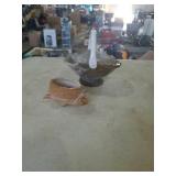 Slag glass basket and wheelbarrow