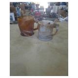 Pair of imperial slag glass mugs