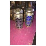 Pair of salt & pepper shakers cobalt, unmarked