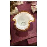 Small ruffled milk glass bowl unmarked  6 inch