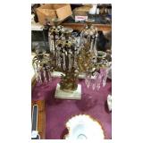 3 candelabras marble vases metal frames 15 inches