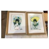 Pair of child prints each 18 x 14