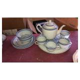 Blue china tea set, marked made in China