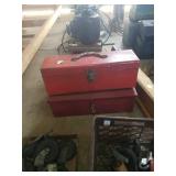 Pair Iil red metal toolboxes