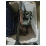 Group of cast iron shoe horn and oil cans