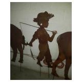 Large metal boy fishing yard art. Measures about