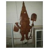Large gnome metal yard art