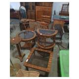 4 pc end table set with glass inserts