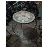 Metal plant stand with flower detail. Measures