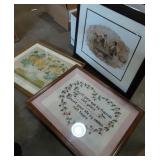 Group of 3 Pictures, Billard, Fruit and cross