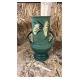Roseville 9 inch tall green vase