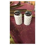 Hobnail milk glass salt & pepper shakers