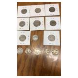 14 assorted nickels. 8 Jefferson nickels