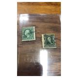 2 1 cent stamps. Washington & Franklin