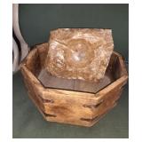 Group of 2. Wood Octagon box with metal accents.