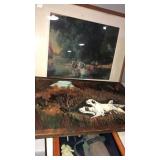Pair of artwork. Framed horse buggy pic29x23.