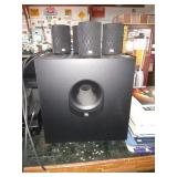 JBL Subwoofer and 4 JBL speakers.