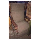 Rocker with wood arms reclines