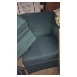 Chair and foot stool forest green