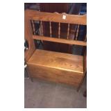 Wood hall bench with storage seat