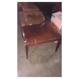 Corner tier table has scratches big lamp