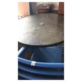 Outside table with 4 metal chairs mesh back