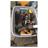 Tote with tree stand and tool belts