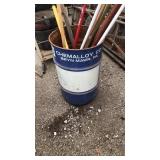 Can of yard tools shovel and more mainly handles
