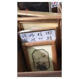 Box of pictures and lamp