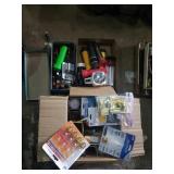 Group of flashlights, light bulbs and batteries