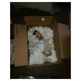 Group of small figures and knik knacks, and clock