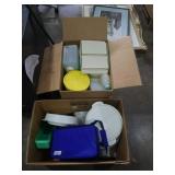 2 large boxes of vintage and modern Tupperware
