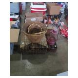Group of baskets and lantern bird feeder
