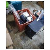 Small group of sound.  Milk crate full of various