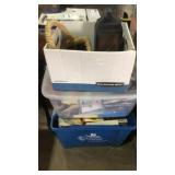 Stack of small crafts & assorted decor. 1 tote