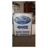 Genuine Ford parts service sure signs of savings.