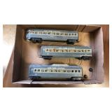 3 Marx subway train cars. 1 Meteor, 2 are 234