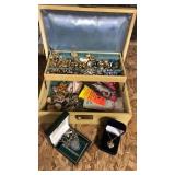 Jewelry box full of assorted vintage jewelry